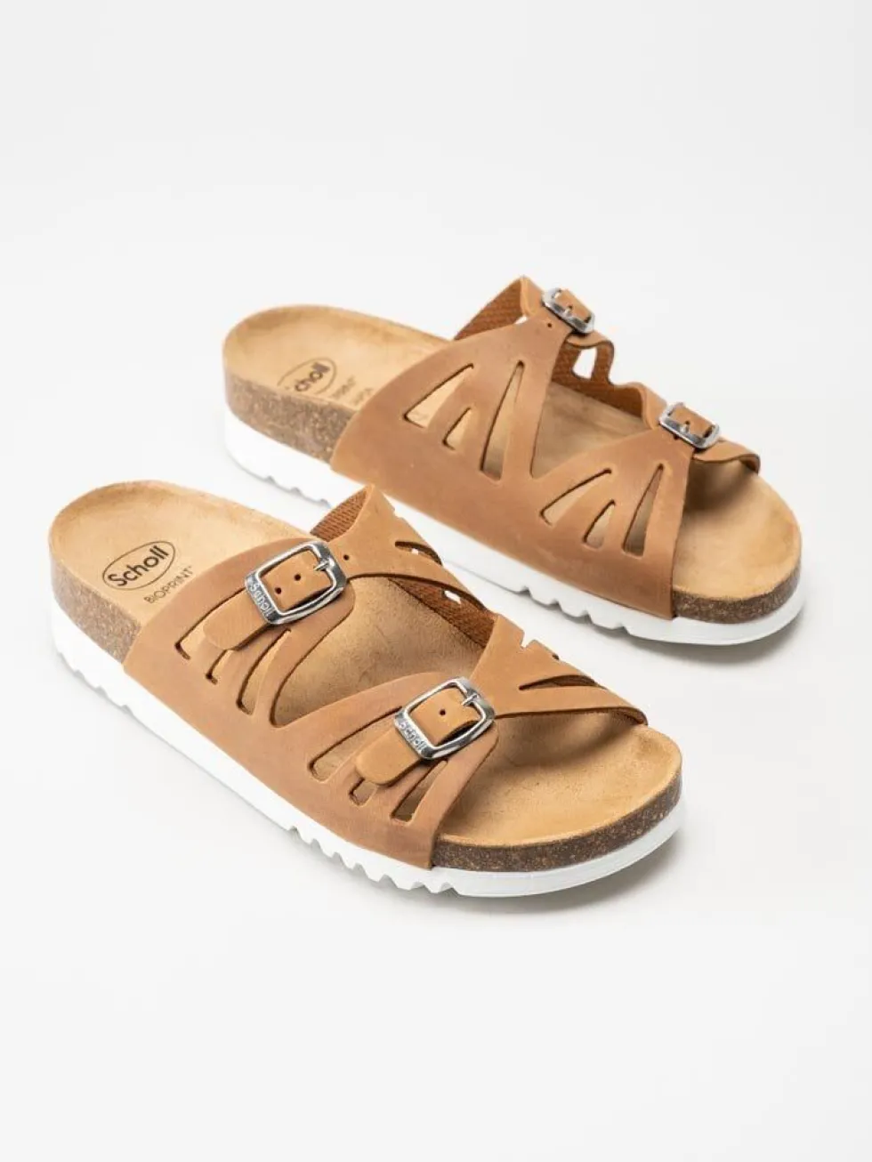 Scholl - Ystad - Ljusbruna slip in sandaler i nubuck