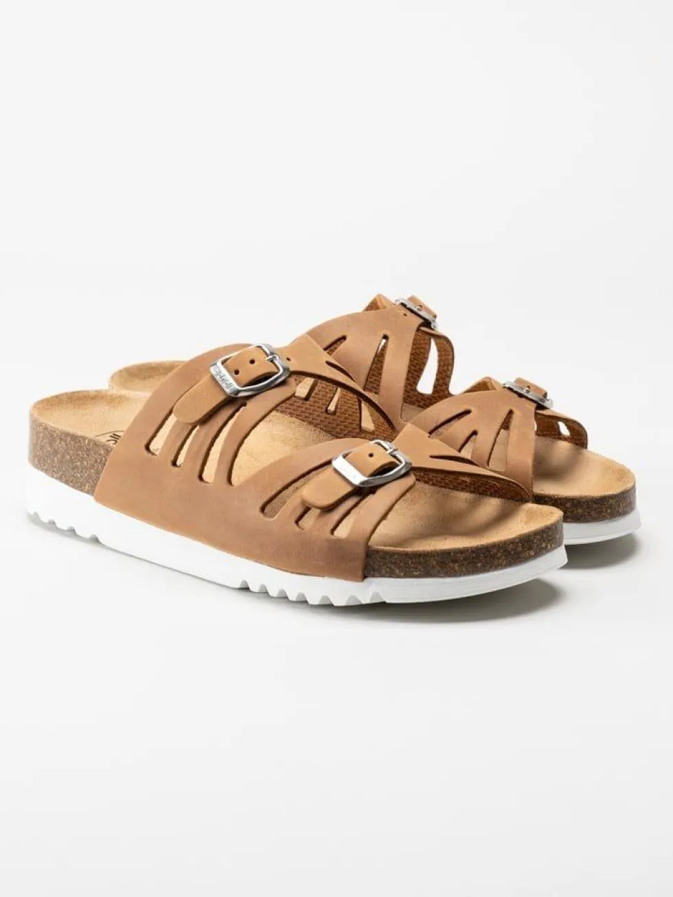 Scholl - Ystad - Ljusbruna slip in sandaler i nubuck