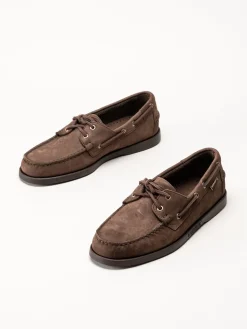 Sebago - Portland - Mörkbruna seglarskor i nubuck