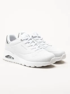 Skechers - Uno - Shimmer Away - Vita sneakers i skinnimitation