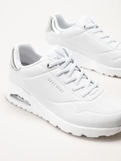Skechers - Uno - Shimmer Away - Vita sneakers i skinnimitation