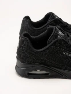 Skechers - Uno - Shiny Scale - Svarta sneakers med ormmönster
