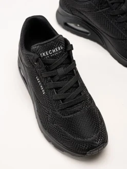 Skechers - Uno - Shiny Scale - Svarta sneakers med ormmönster