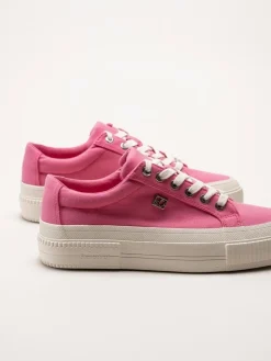 S.Oliver - Rosa platåsneakers i textil