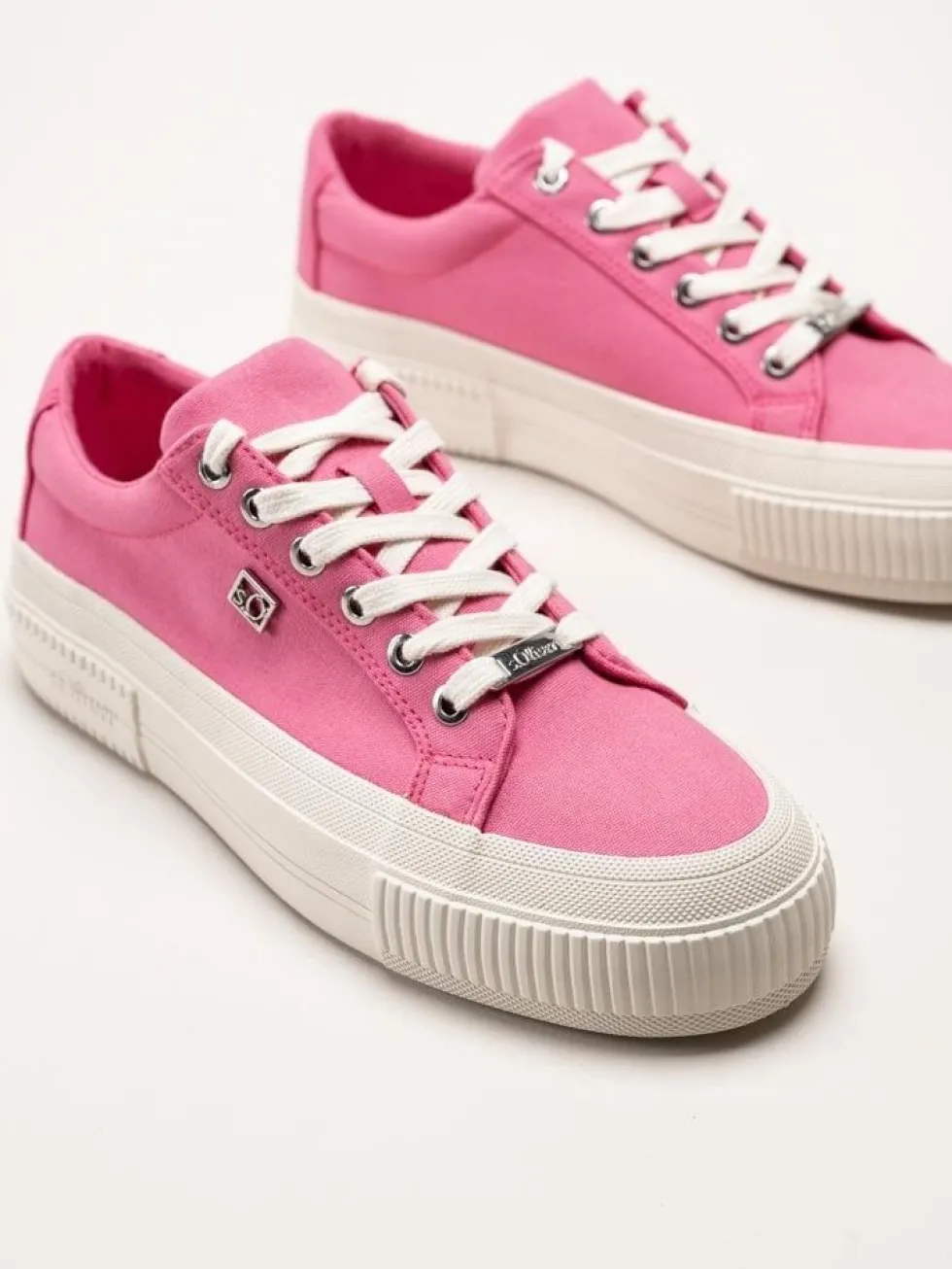 S.Oliver - Rosa platåsneakers i textil