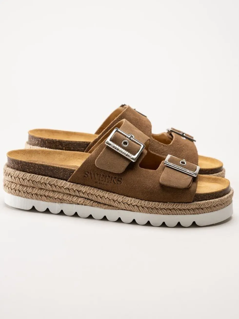 Sweeks - Sonja - Bruna slip in sandaler i mocka