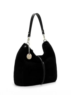 Tamaris bags - Gaja Pouch M - Svart mjuk väska i fuskpäls