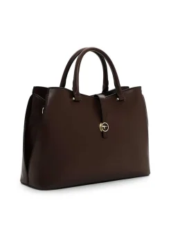 Tamaris bags - Giorgia City Shopper M - Brun minimalistisk handväska med fina detaljer
