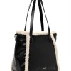 Tamaris bags - Gitta City Shopper M - Svart handväska i blank struktur
