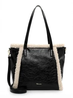 Tamaris bags - Gitta City Shopper M - Svart handväska i blank struktur