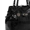 Tamaris bags - Gulia City Shopper L - Svart blank väska med crocomönster