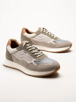 Tamaris Men - Gröna sneakers i mocka och textil