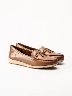 Tamaris Wide - Bruna loafers i skinn