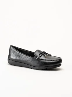Tamaris Wide - Svarta loafers i skinn