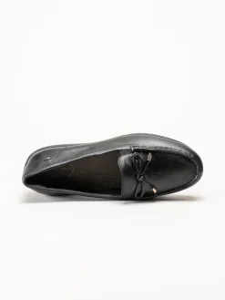 Tamaris Wide - Svarta loafers i skinn
