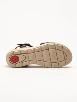 Tamaris Wide - Svarta sandaler med kilklack