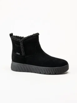 Tamaris Wide - Svarta step-in boots i mocka