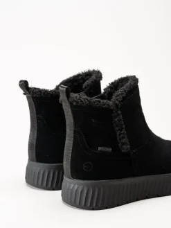 Tamaris Wide - Svarta step-in boots i mocka