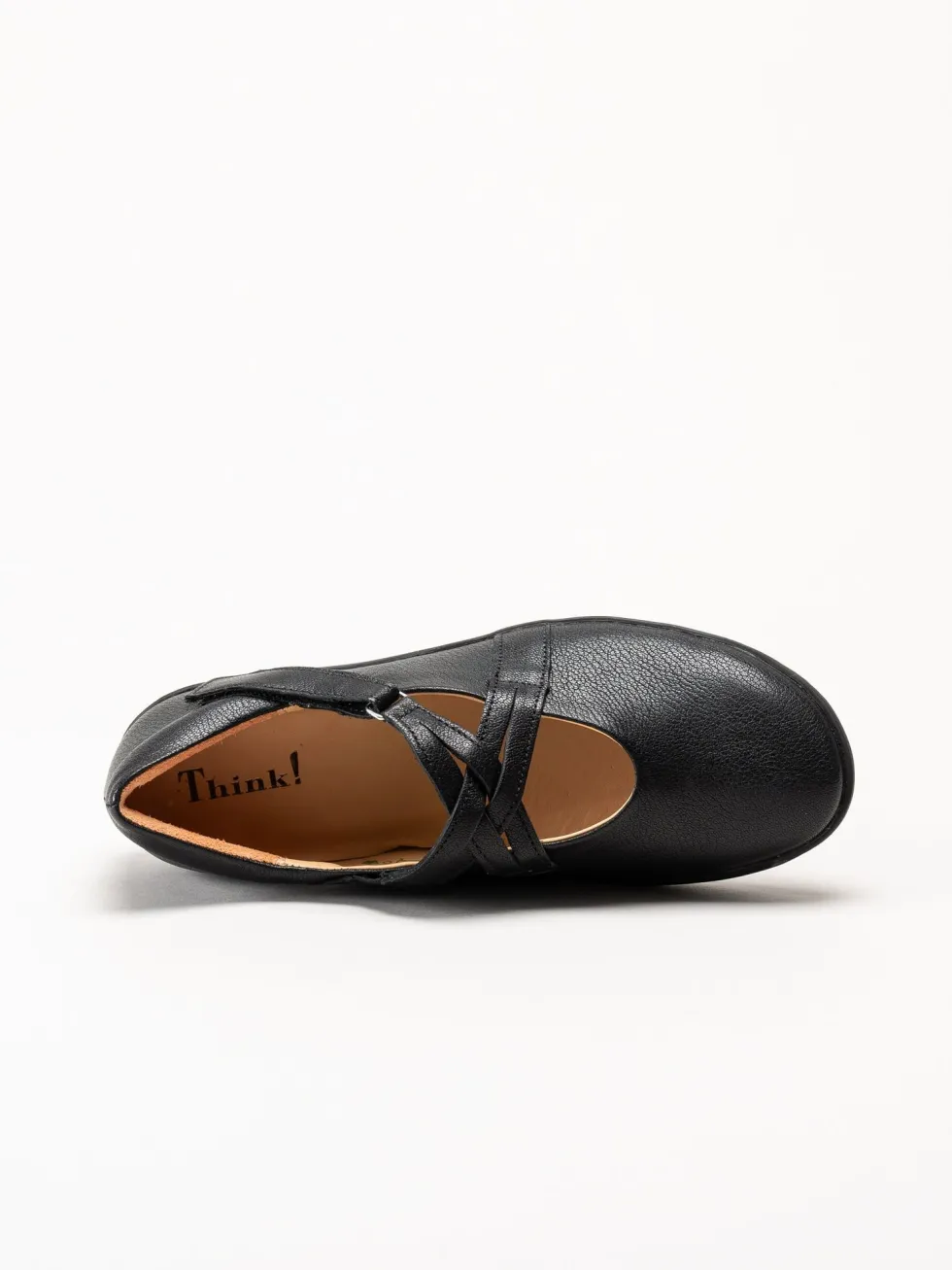 Think - Nature - Svarta ballerinaskor i skinn