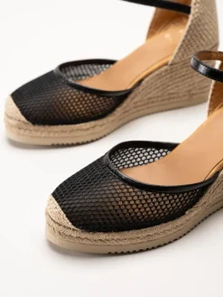 Unisa - Cueta5 - Svarta kilklackade espadrillos i textil