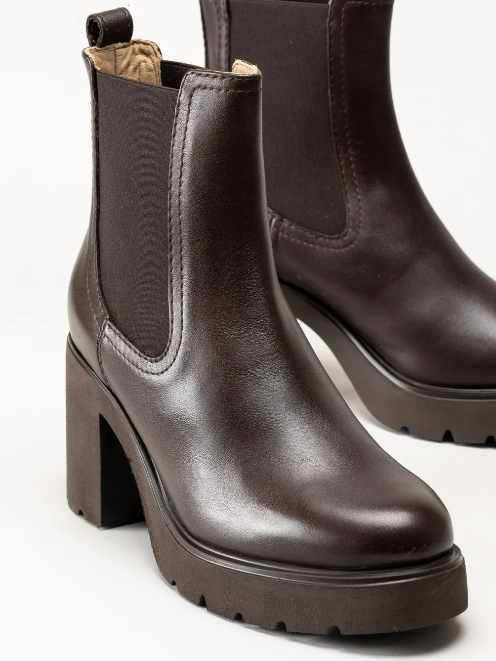 Unisa - KLINO_F25_STT - Mörkbruna högklackade boots i skinn
