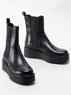 Vagabond - Tara - Svarta platåboots i skinn