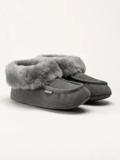 Wollies - Classico Suede - Mörkgrå slip on fårskinnstofflor