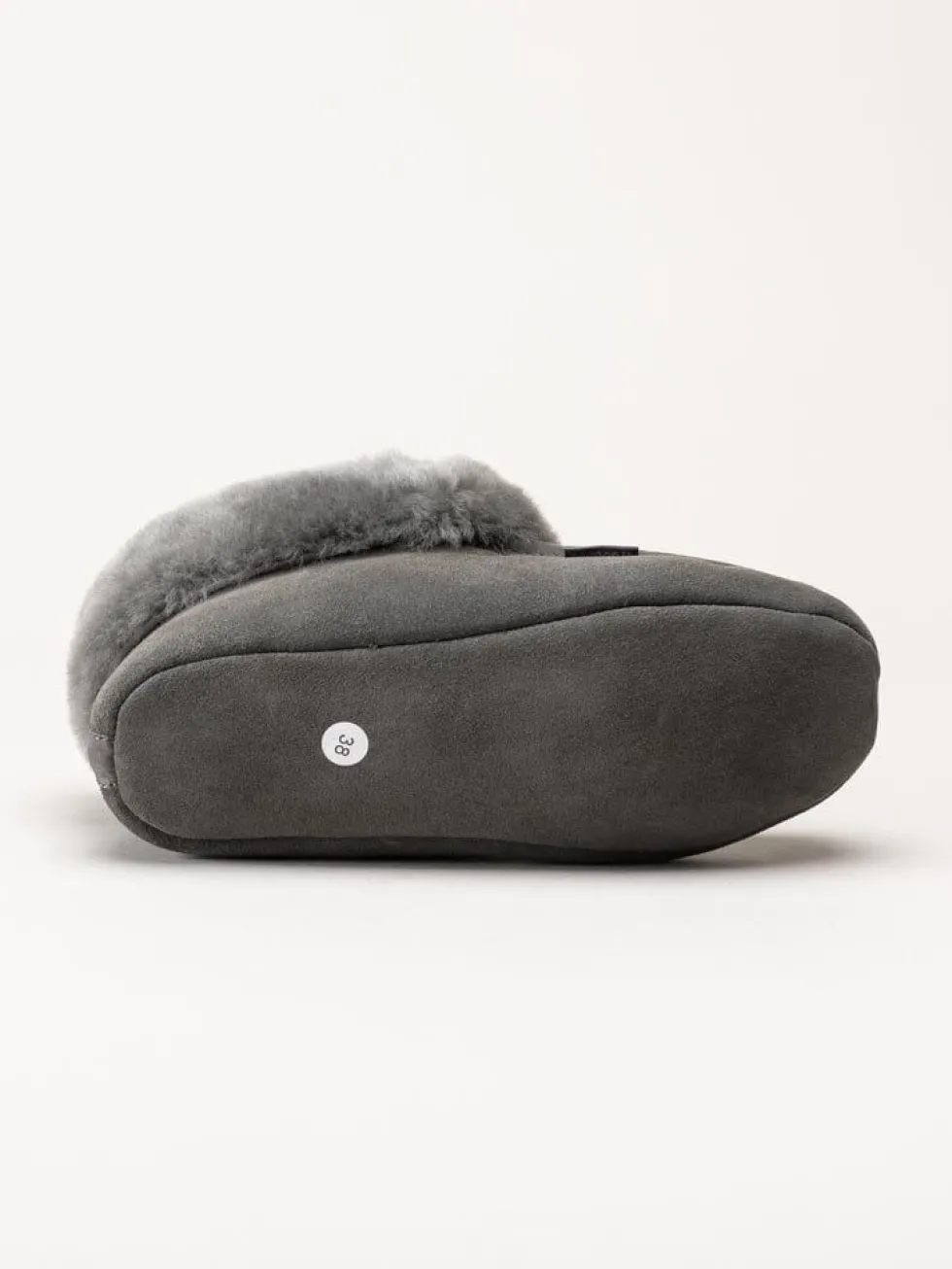 Wollies - Classico Suede - Mörkgrå slip on fårskinnstofflor