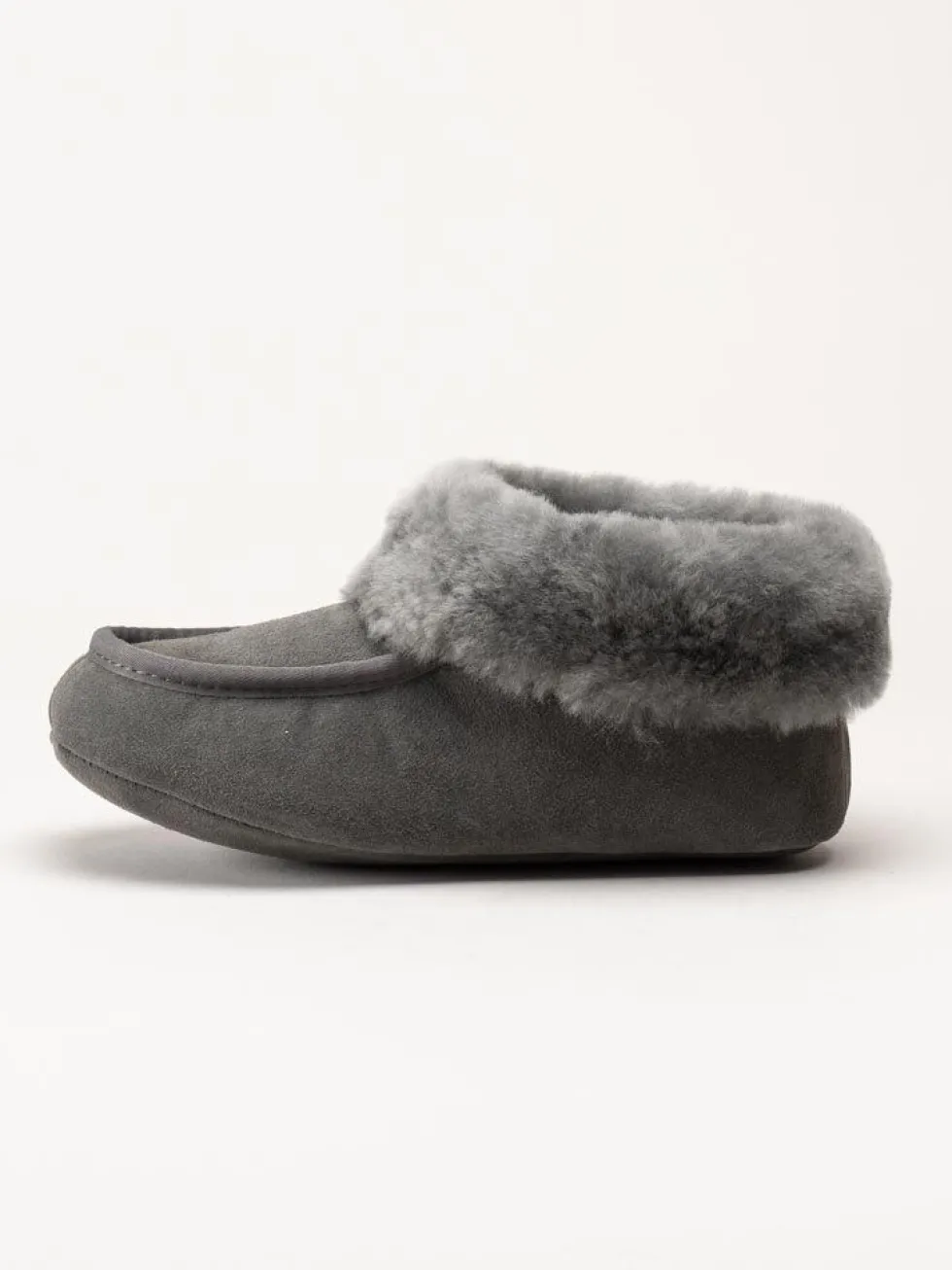 Wollies - Classico Suede - Mörkgrå slip on fårskinnstofflor