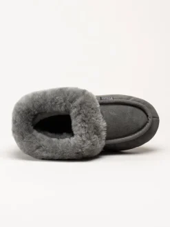 Wollies - Classico Suede - Mörkgrå slip on fårskinnstofflor