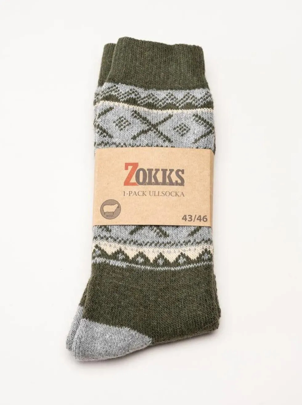 Zokks - Wool 1-pack - Grön/Grå ullstrumpor