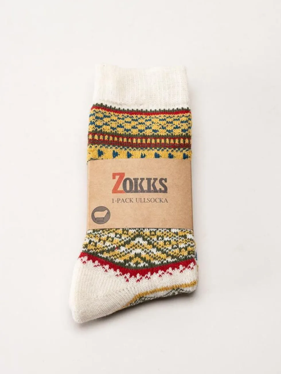 Zokks - Wool 1-pack - Vita multifärgade ullstrumpor